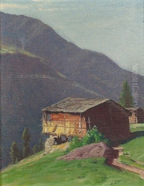 Chalet In Den Alpen Oil Painting by Albert H. Gos
