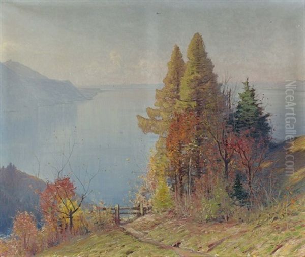 Herbstliche Partie Am Genfersee Oil Painting by Albert H. Gos