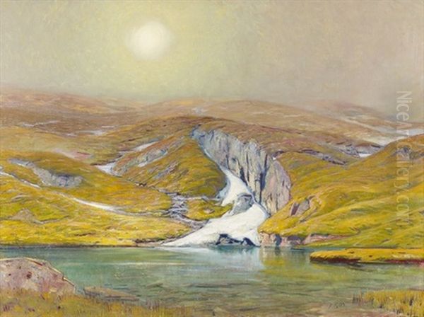 Bergsee Im Vorfruhling Oil Painting by Albert H. Gos