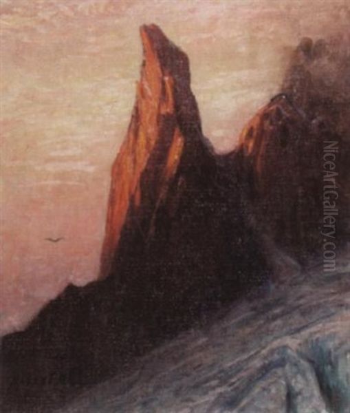 Bergspitze Im Abendrot Oil Painting by Albert H. Gos
