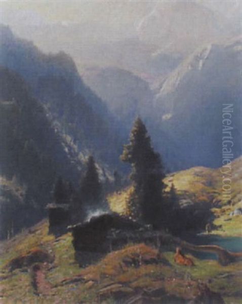 Sommer Im Kandertal Oil Painting by Albert H. Gos