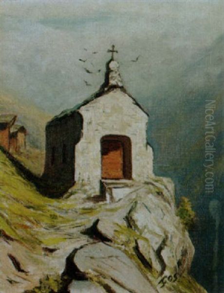 Einsame Kapelle Im Wallis Oil Painting by Albert H. Gos