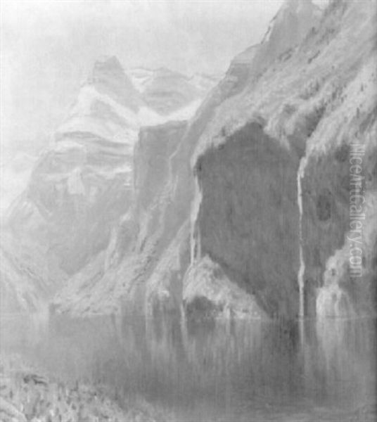 Bergsee Oil Painting by Albert H. Gos