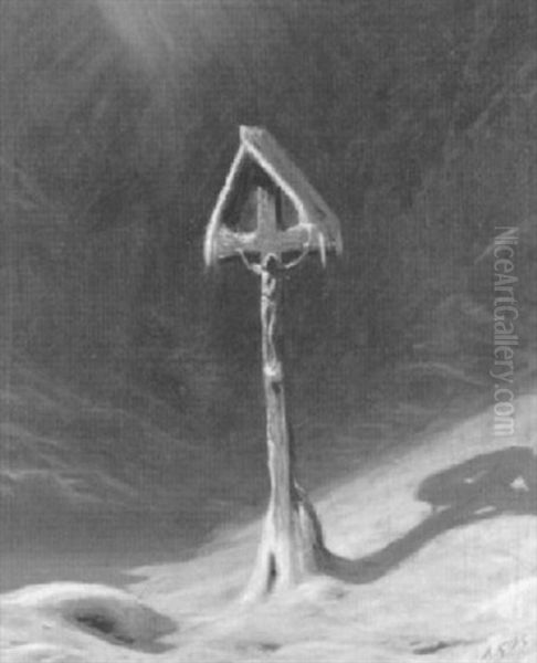 Kreuz Im Schnee Oil Painting by Albert H. Gos