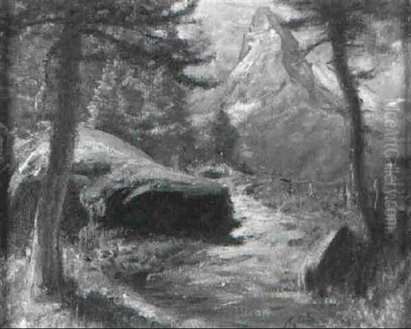 Waldweg Und Matterhorn Oil Painting by Albert H. Gos