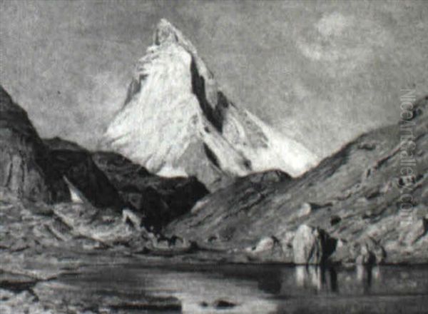 Alpine Peak Oil Painting by Albert H. Gos