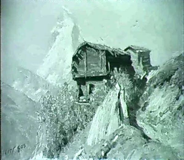 Bergpfad Mit Alphutten Oil Painting by Albert H. Gos