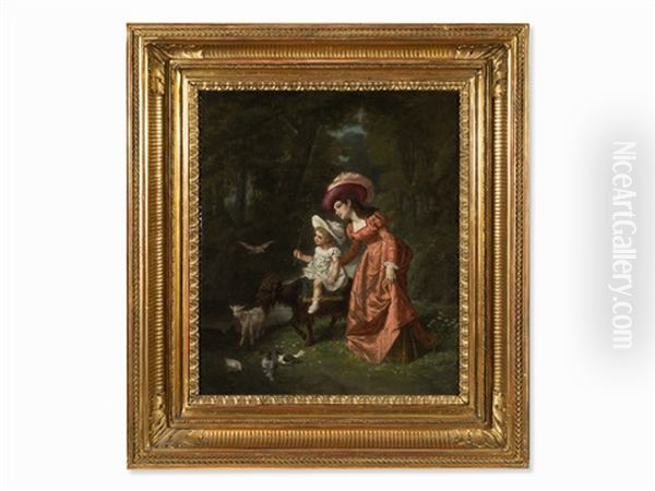 First Riding Lesson Oil Painting by Jean Francois Gose