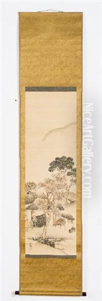 Matsumura Goshun (1752-1811): Farmyard Amid Landscape Oil Painting by Matsumura Goshun