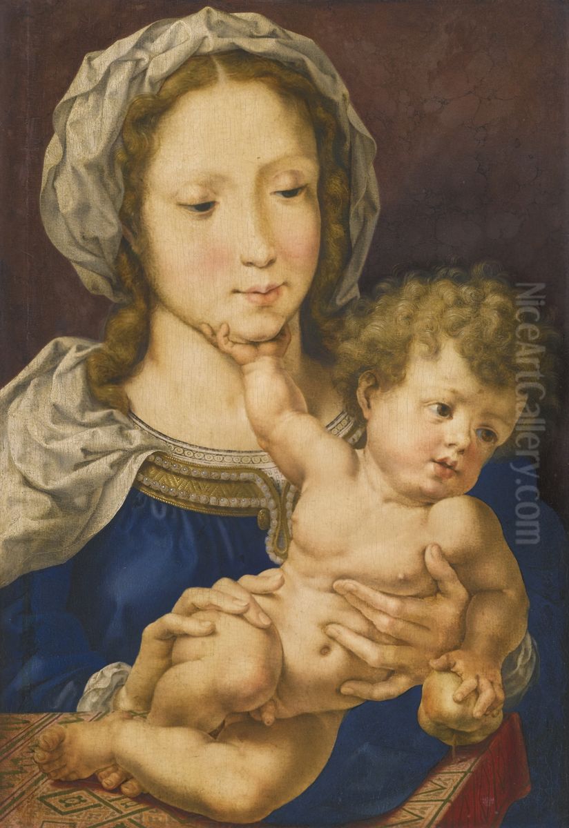 Virgin And Child Oil Painting by Jan Gossaert