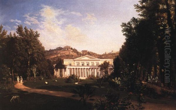 Villa Rotschild In Neapel Oil Painting by Carl (Karl) Wilhelm Goetzloff