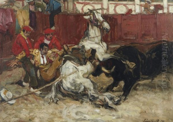 Scene De Corrida Oil Painting by Pierre Gourdault