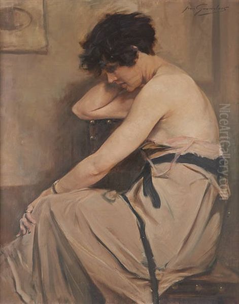 Boudeuse Oil Painting by Jean Leon Henri Gouweloos