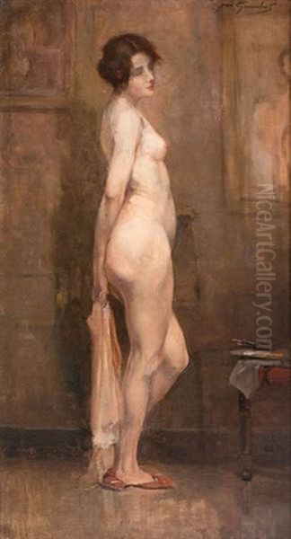Nu A L'atelier Oil Painting by Jean Leon Henri Gouweloos