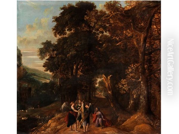 Grossformatige Baumlandschaft Mit Biblischer Szenerie Oil Painting by Abraham Govaerts