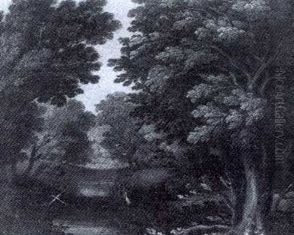 Storche In Einer Waldlichtung Oil Painting by Abraham Govaerts