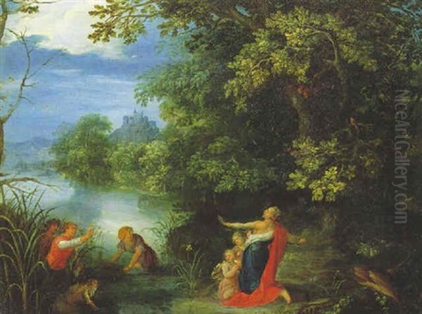 Landschaft Mit Latona Und Den Froeschen Oil Painting by Abraham Govaerts
