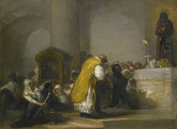 The Mass Of The Newborns; 'la Misa Parida' Oil Painting by Francisco Goya Fuendetodos