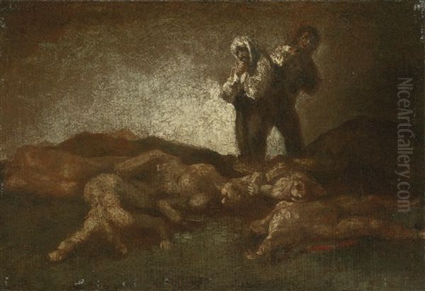 Searching Among The Corpses Oil Painting by Francisco Goya Fuendetodos