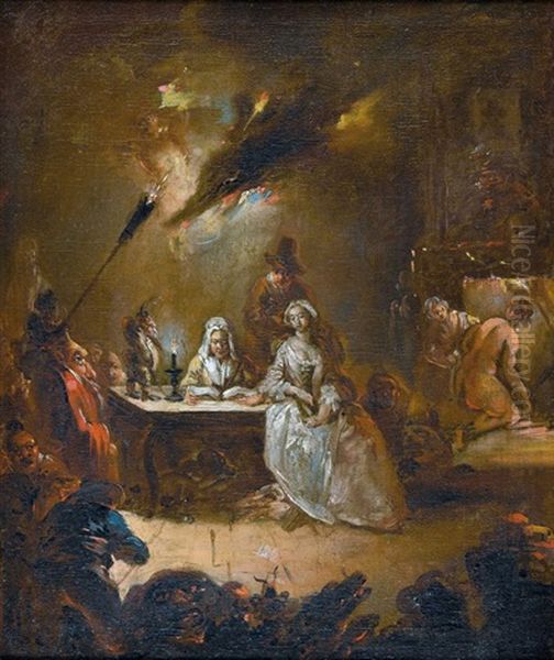 Fantastische Interieurszene Bei Kerzenlicht Mit Dame Oil Painting by Francisco Goya Fuendetodos