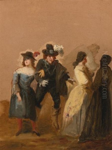 A Carnival Scene With Masked Figures Oil Painting by Francisco Goya Fuendetodos