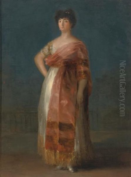 Portrait Of Maria Del Rosario Fernandez, Called 'la Tirana', Full-length Standing Oil Painting by Francisco Goya Fuendetodos
