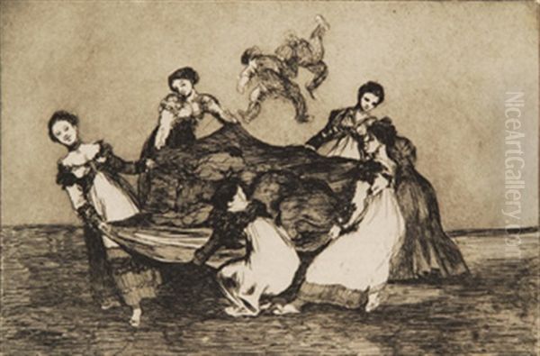 Los Proverbios . Coleccion De 18 Grabados Al Aguafuerte Oil Painting by Francisco Goya Fuendetodos