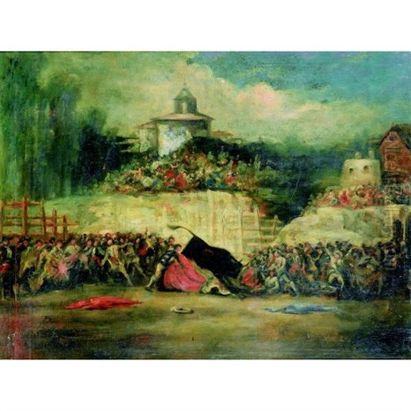 Scene De Tauromachie Oil Painting by Francisco Goya Fuendetodos