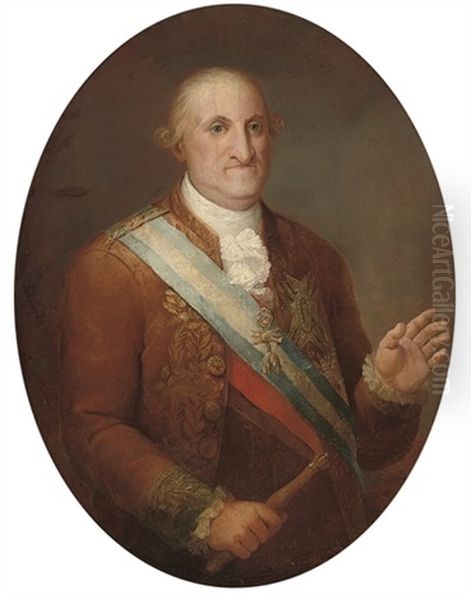 Portrait Of King Charles Iv Of Spain Wearing The Order Of The Golden Fleece Oil Painting by Francisco Goya Fuendetodos