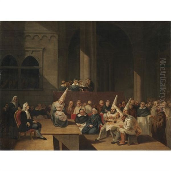 A Church Interior With An Auto Da Fe Oil Painting by Francisco Goya Fuendetodos