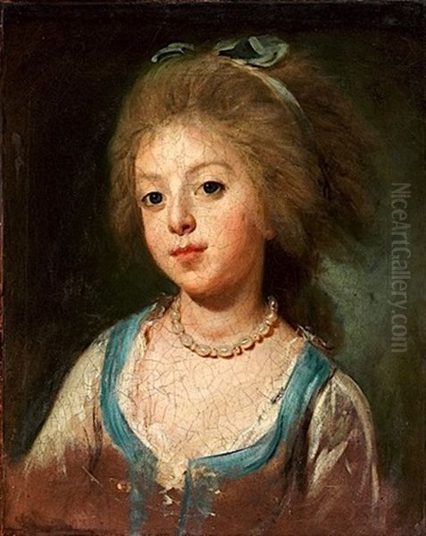 Portrait De Jeune Fille Au Ruban Bleu Oil Painting by Francisco Goya Fuendetodos