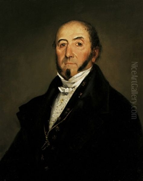 Bildnis Eines Herrn In Einem Schwarzen Rock Oil Painting by Francisco Goya Fuendetodos