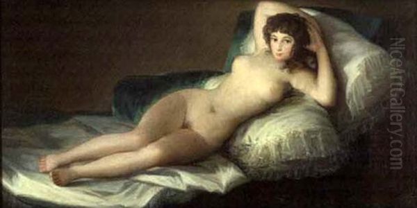 La Maja Desnuda (+ La Maja Vestida, Pair) Oil Painting by Francisco Goya Fuendetodos