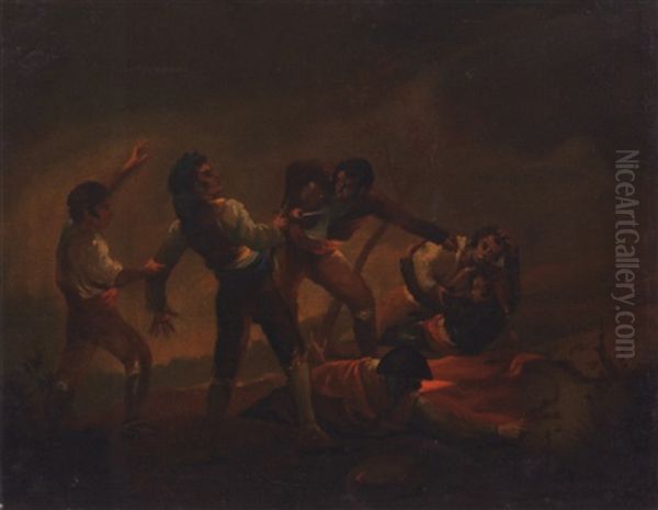 Le Duel Au Couteau Oil Painting by Francisco Goya Fuendetodos