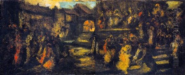 Scene De Theatre Oil Painting by Francisco Goya Fuendetodos