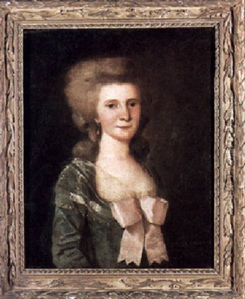 Portrait Of A Lady In A Green Dress With A Large Pink Bow Oil Painting by Francisco Goya Fuendetodos