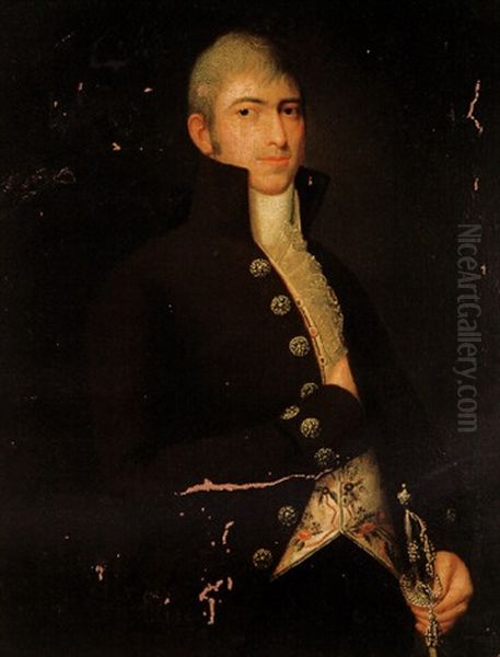 Portrait Of The Conde De Fuentes, Half-length, Wearing A Black Coat And An Embroidered Waistcoat Oil Painting by Francisco Goya Fuendetodos