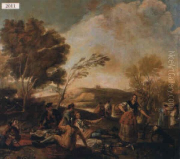 Spanish Landscape With Figures Oil Painting by Francisco Goya Fuendetodos