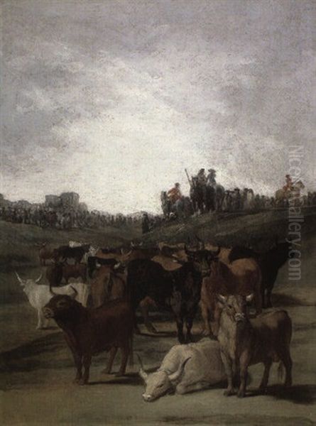 Sorting The Bulls Oil Painting by Francisco Goya Fuendetodos