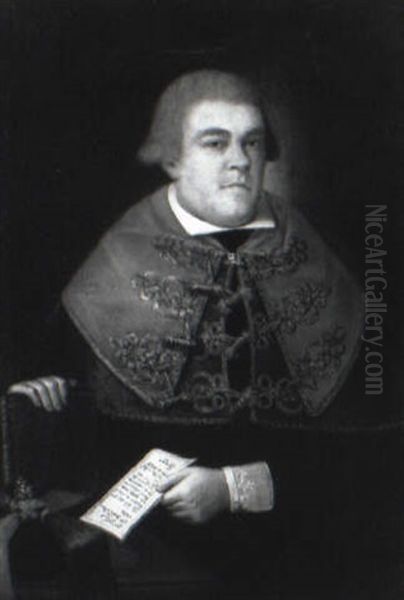 Portrait Of Don Francisco Mancheno Holding A Letter Oil Painting by Francisco Goya Fuendetodos