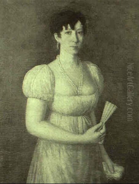 Portrait Of A Lady Wearing A Double String Of Pearls Oil Painting by Francisco Goya Fuendetodos