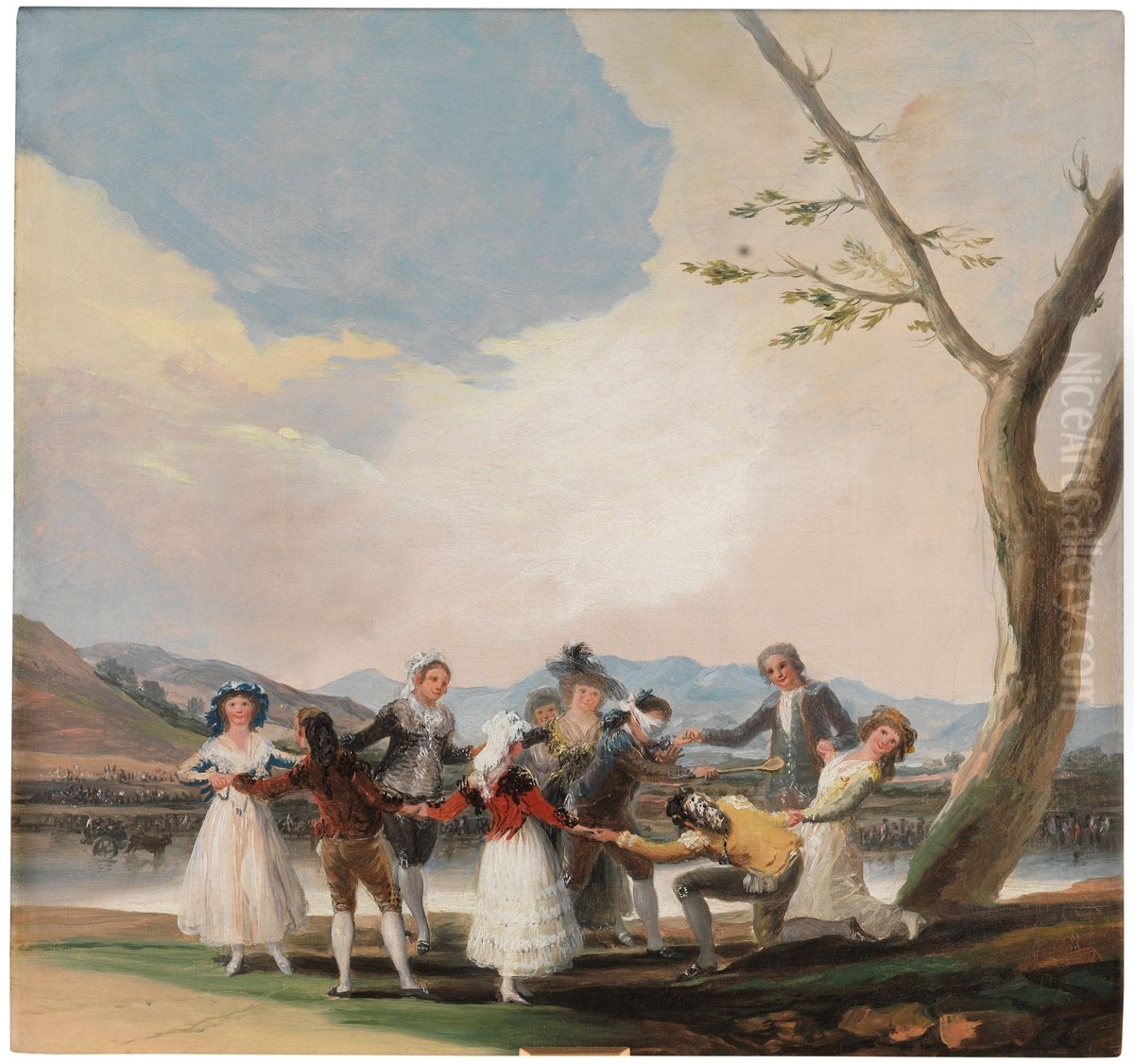 La Gallina Ciega Oil Painting by Francisco Goya Fuendetodos