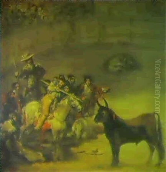 Bullfight Suerte De Varas Oil Painting by Francisco Goya Fuendetodos