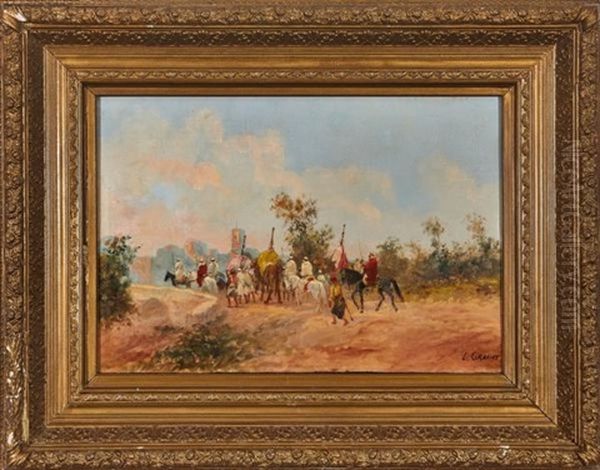 Caravane Devant La Casbah Oil Painting by L. Graciot