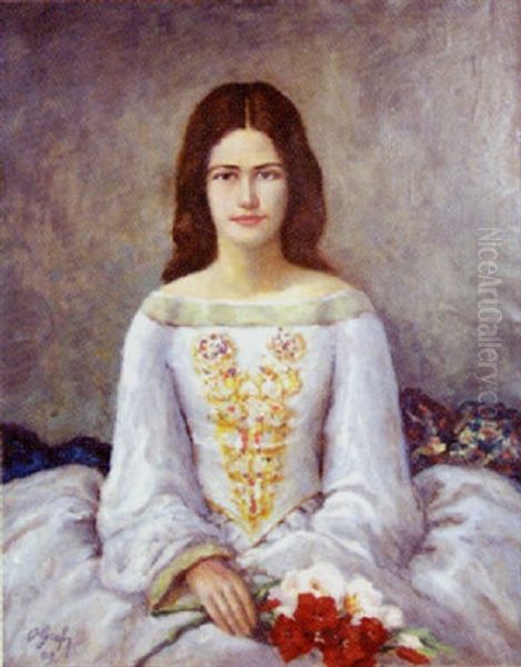 Portrat Eines Jungen Madchens Oil Painting by Oscar (Oskar) Graef