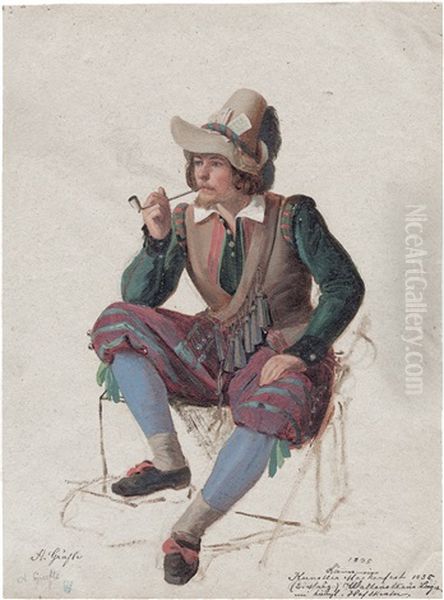 Der Maler Joseph Lammermeyer Im Kostum Eines Gefahrten Von Wallenstein Oil Painting by Albert Graefle