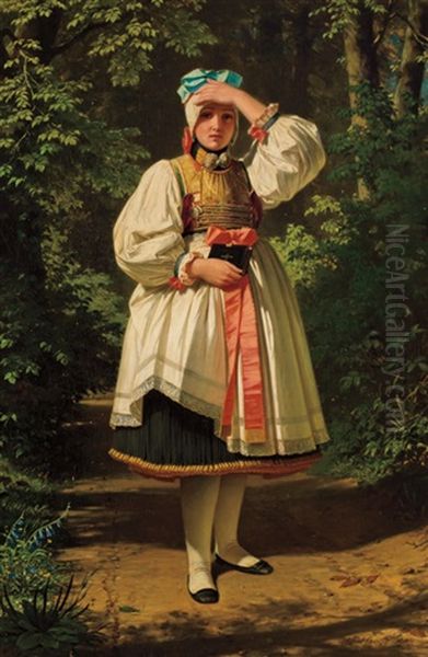 Young Girl With Bible Oil Painting by Albert Graefle