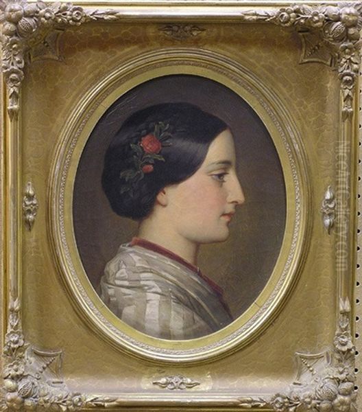 Profile Portrait (+ Another; Pair) Oil Painting by Albert Graefle