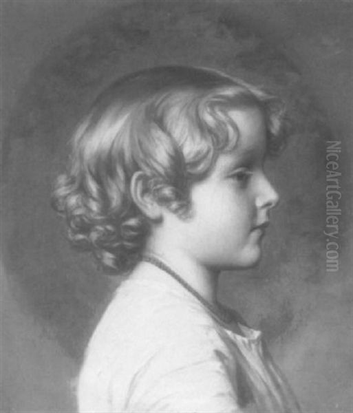 Profile Portrait Of A Young Boy Oil Painting by Albert Graefle