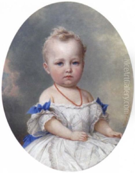 Portrait Eines Kleinen Madchens Aus Der Familie Der Fursten Von Hohenzollern Oil Painting by Albert Graefle